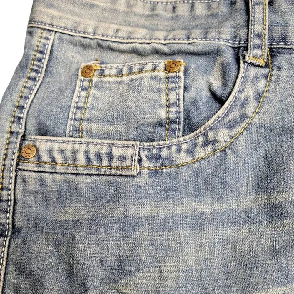 V Jeans Trendy Distressed Denim Cargo & Zip Pockets Blue Jean Shorts
